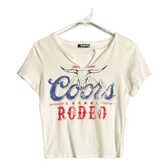 None Tops - Coors Rodeo White Short Sleeve Tee